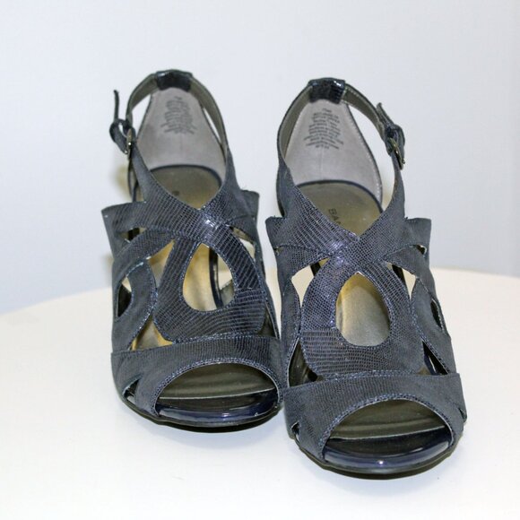 Bandolino Janeta High Heel Sandals Size 7.5M, Bleu Snakeskin Print - Picture 3 of 13